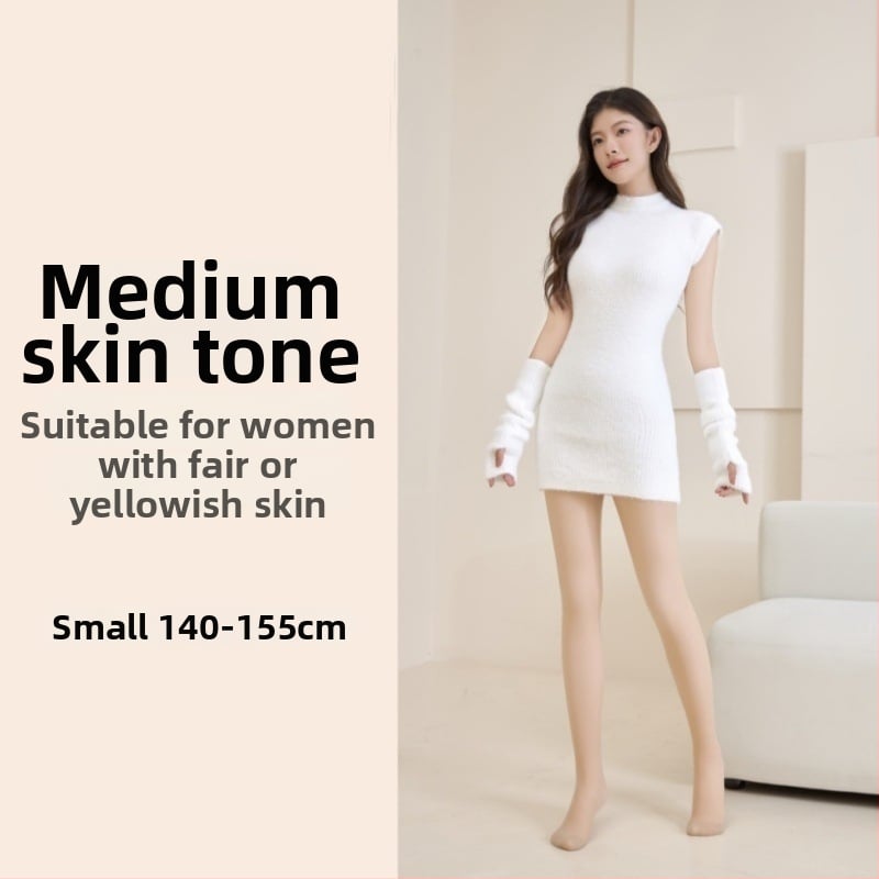 All-in-one чорапогащник с плюшена подплата, велурена материя, смес nylon/polyester/spandex, средна плътност, тънък силует, есенно-зимна употреба