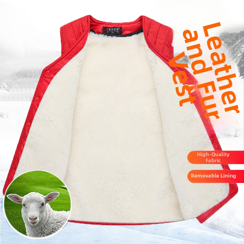 Жилет от вълна и овча кожа, халтерно деколте, градски стил, за възрастни жени, зима 2022