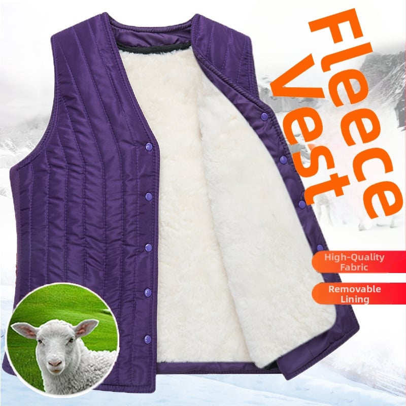 Жилет от вълна и овча кожа, халтерно деколте, градски стил, за възрастни жени, зима 2022