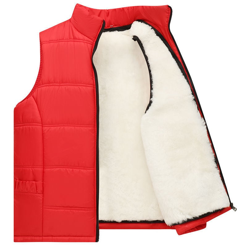 Жилет от вълна и овча кожа, халтерно деколте, градски стил, за възрастни жени, зима 2022