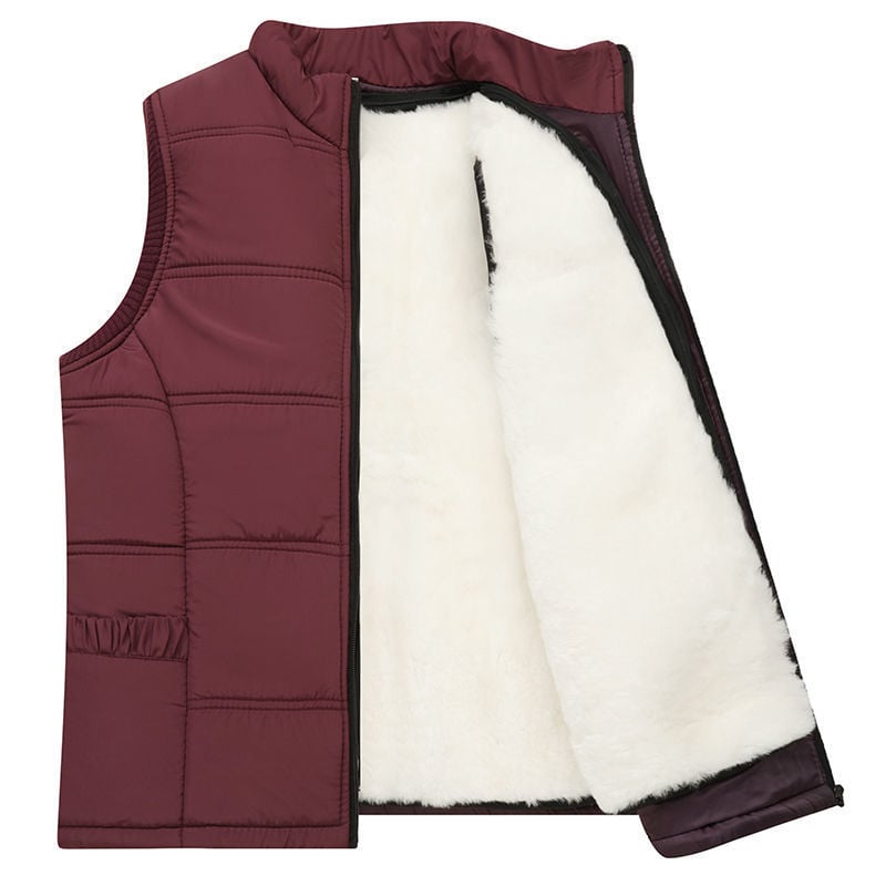 Жилет от вълна и овча кожа, халтерно деколте, градски стил, за възрастни жени, зима 2022