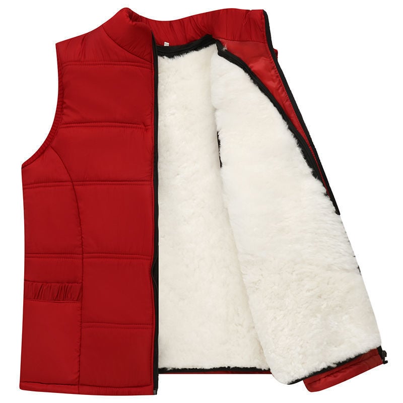 Жилет от вълна и овча кожа, халтерно деколте, градски стил, за възрастни жени, зима 2022