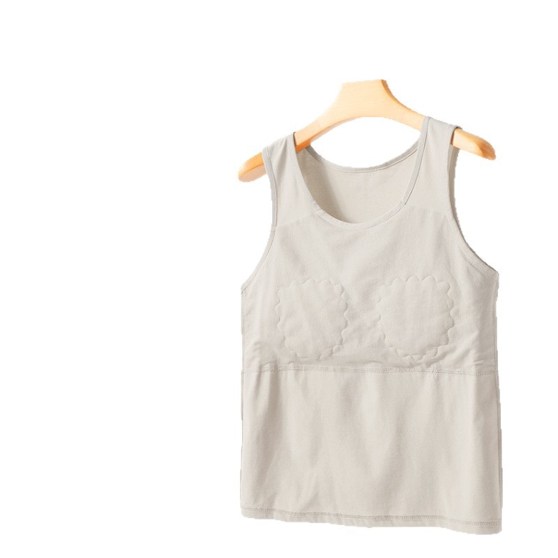 Памучна кръстосана жилетка с подложка за гърди, бродирана, кръгло деколте