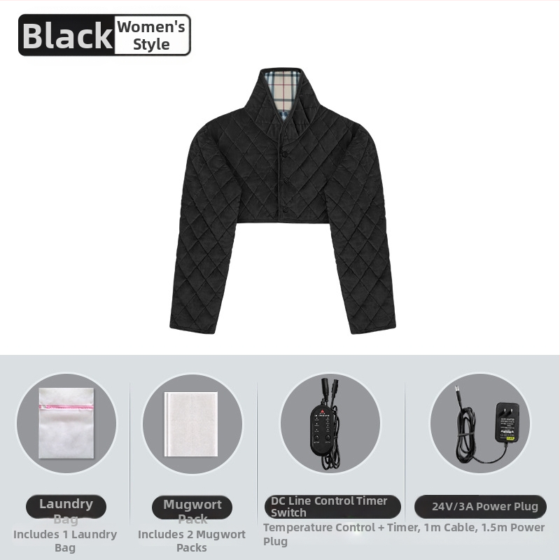 Xiangfutang elektrinis šildomas pečių drabužiai, 24V, 48W, temperatūros reguliavimas 45–65°C, anglies pluošto infraraudonųjų spindulių šildymas