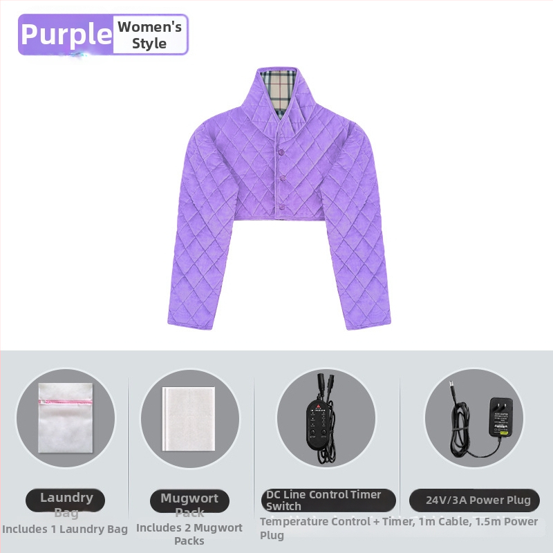 Xiangfutang elektrinis šildomas pečių drabužiai, 24V, 48W, temperatūros reguliavimas 45–65°C, anglies pluošto infraraudonųjų spindulių šildymas