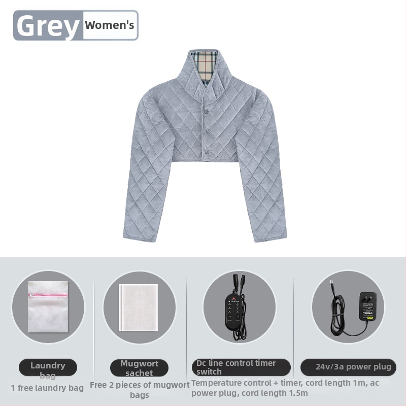 Xiangfutang elektrinis šildomas pečių drabužiai, 24V, 48W, temperatūros reguliavimas 45–65°C, anglies pluošto infraraudonųjų spindulių šildymas