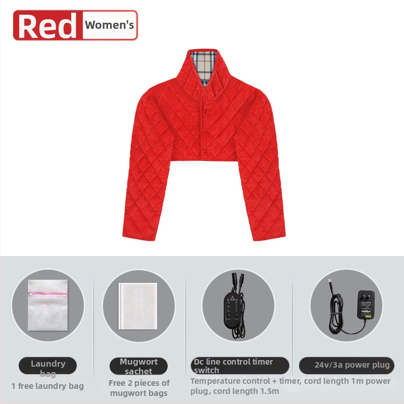 Xiangfutang elektrinis šildomas pečių drabužiai, 24V, 48W, temperatūros reguliavimas 45–65°C, anglies pluošto infraraudonųjų spindulių šildymas