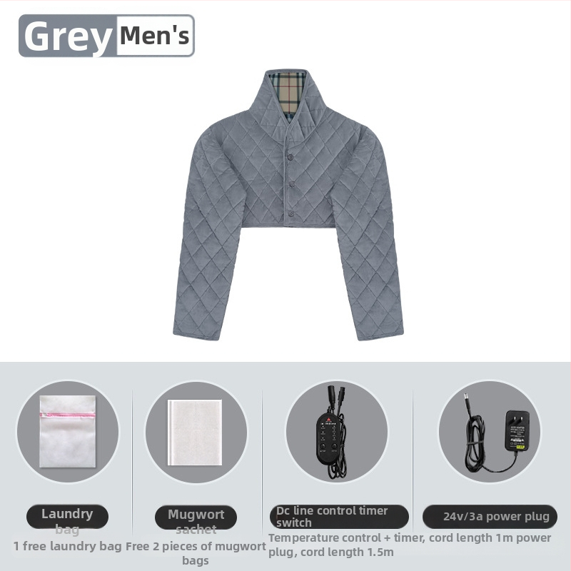 Xiangfutang elektrinis šildomas pečių drabužiai, 24V, 48W, temperatūros reguliavimas 45–65°C, anglies pluošto infraraudonųjų spindulių šildymas