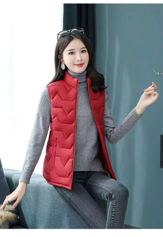 Dámska vesta zo spandexu s výplňou z imitovaného hodvábu a bavlny, zips, stojatý golier