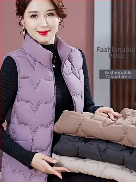 Dámska vesta zo spandexu s výplňou z imitovaného hodvábu a bavlny, zips, stojatý golier