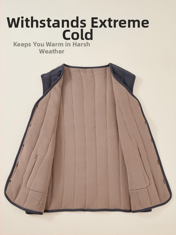 Vilnas veste ar pūkaina oderi vidējiem un vecākiem cilvēkiem — Space Cotton audums, parastā garuma, 90–95% vilna, 90–95% poliesters