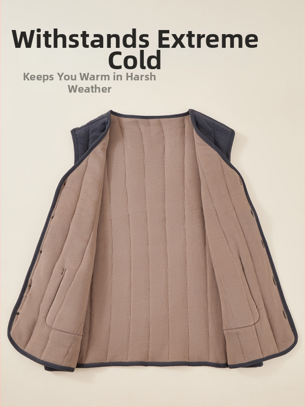 Vilnas veste ar pūkaina oderi vidējiem un vecākiem cilvēkiem — Space Cotton audums, parastā garuma, 90–95% vilna, 90–95% poliesters