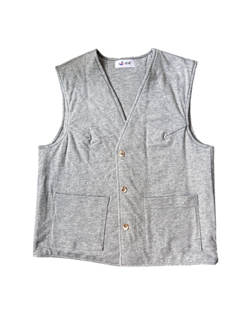 Жилетка от органичен памук 95%+, пълнеж от памук, V-образно деколте, три копчета, свободна кройка