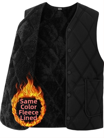 Мъжка памучна жилетка с флийсова подплата, дебела, качулка, V-образно деколте, цип, джобове с патч дизайн