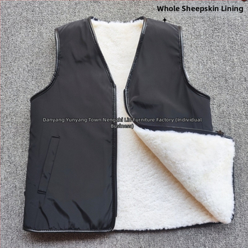 Жилет от зайче козина, качулка, V-образно деколте, едностранно закопчаване, зимна топлина