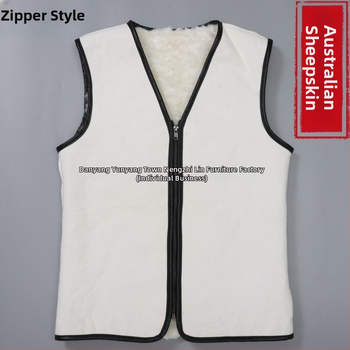 Жилет от зайче козина, качулка, V-образно деколте, едностранно закопчаване, зимна топлина