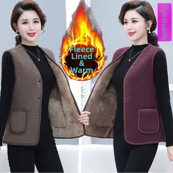 Женска жилетка с поларена подплата, поло яка, едно копче, стандартна дължина, материя chenille-спандекс