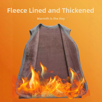 Мъжка жилетка с плюшено подплатяване, топла и квилтирана, V-образно деколте, едноредово копчане, странични джобове