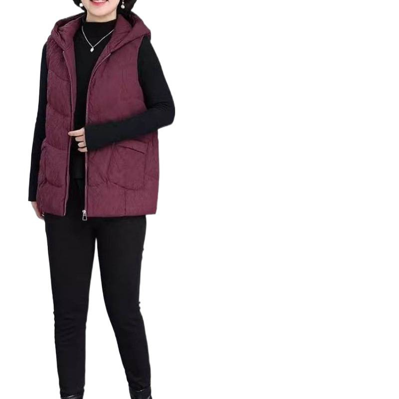 Ženski zimski prsluk s perjem, polo ovratnik, Chenille tkanina sa Spandexom, punjenje: patka perje, duljina 50–65 cm