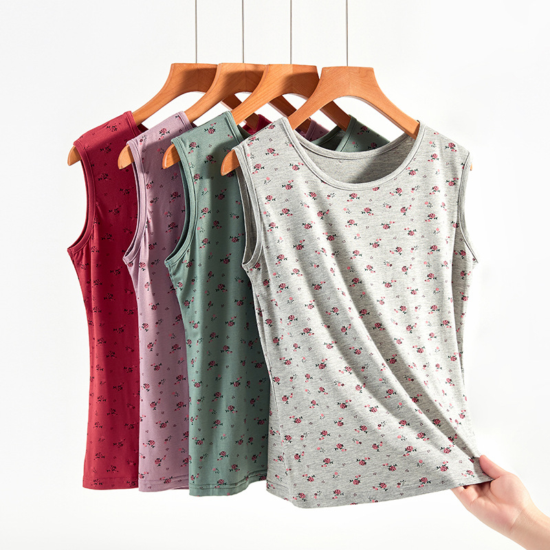 Top vest din modal, cu guler rotund, imprimeu, 50–70% modal, grosime moderată 141–160 g/m2