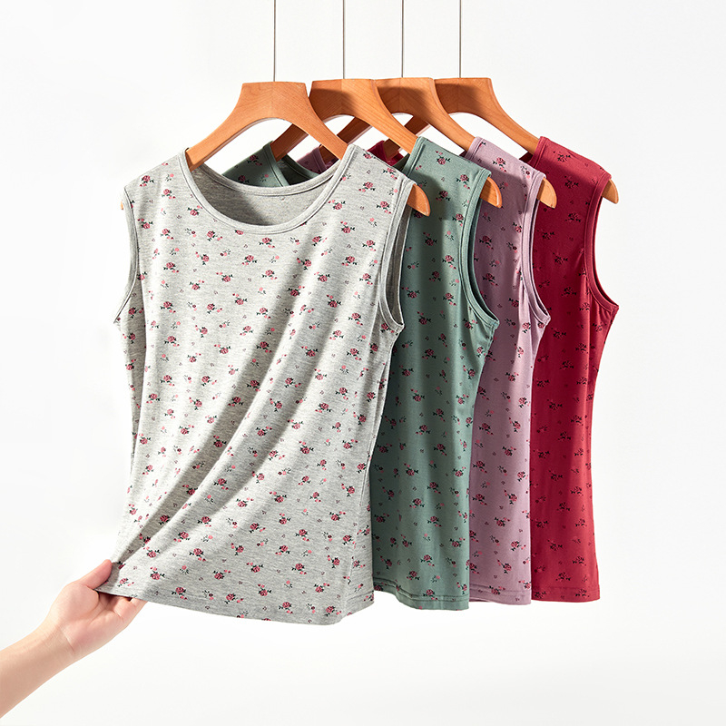 Top vest din modal, cu guler rotund, imprimeu, 50–70% modal, grosime moderată 141–160 g/m2