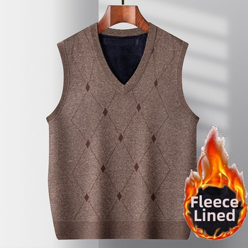 Качулеста жилетка с плътна плюшена материя (заешка коса), райета, V-образно деколте и двойно закопчаване