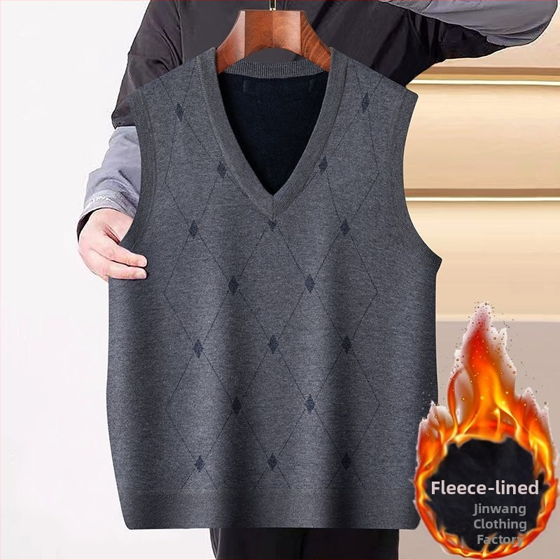 Качулеста жилетка с плътна плюшена материя (заешка коса), райета, V-образно деколте и двойно закопчаване