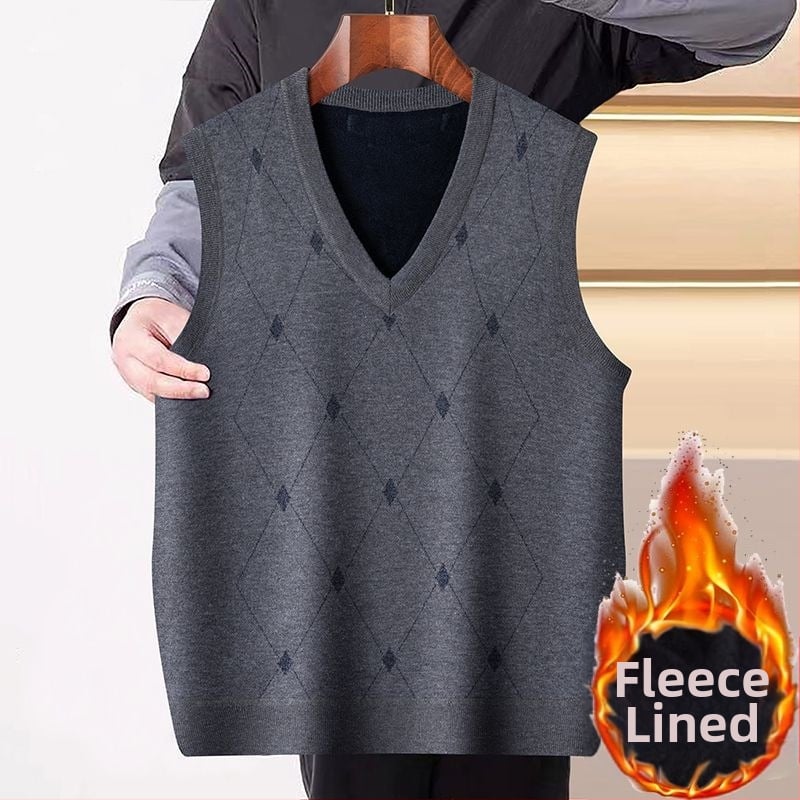 Качулеста жилетка с плътна плюшена материя (заешка коса), райета, V-образно деколте и двойно закопчаване