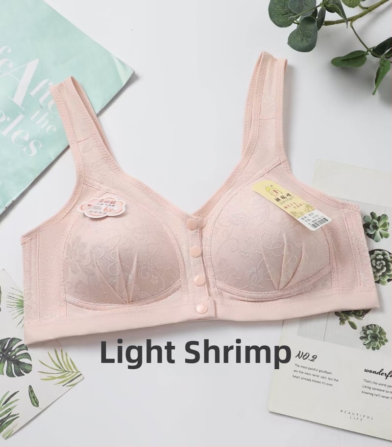 Дамски сутиен с предно закопчаване, дантелен, пълна чашка, тънък формован чашка, без метални пръстени, памучна подплата, фиксирани двойни презрамки, за възраст 40–60