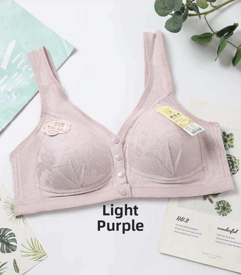 Дамски сутиен с предно закопчаване, дантелен, пълна чашка, тънък формован чашка, без метални пръстени, памучна подплата, фиксирани двойни презрамки, за възраст 40–60