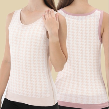 Γυναικείο θερμικό γιλέκο από ύφασμα μαλλί-μετάξι, με φλίς επένδυση, τριών στρώσεων, V-λαιμόκοψη