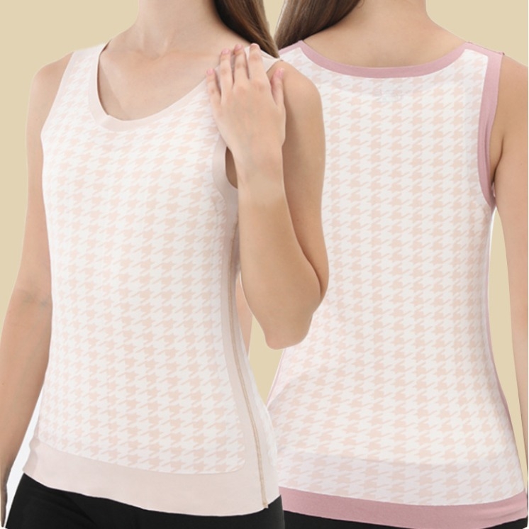 Γυναικείο θερμικό γιλέκο από ύφασμα μαλλί-μετάξι, με φλίς επένδυση, τριών στρώσεων, V-λαιμόκοψη