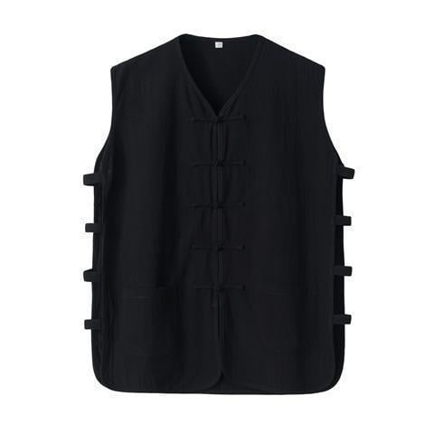 Свободна кройка жилетка от памучно-полиестерова смес, райе, танг-стил китайски ретро, летен модел