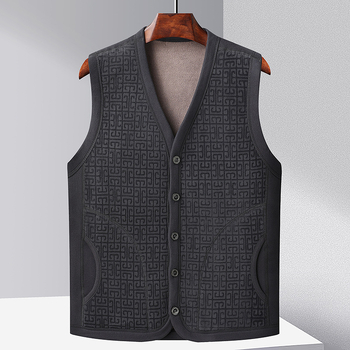 Зимна мъжка жилетка със флисова подплата, ежедневен стил; Материя: полиестер; Подплата: флис; Сезон: зима; За средна възраст; Джобове: странични