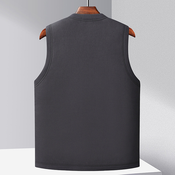 Зимна мъжка жилетка със флисова подплата, ежедневен стил; Материя: полиестер; Подплата: флис; Сезон: зима; За средна възраст; Джобове: странични