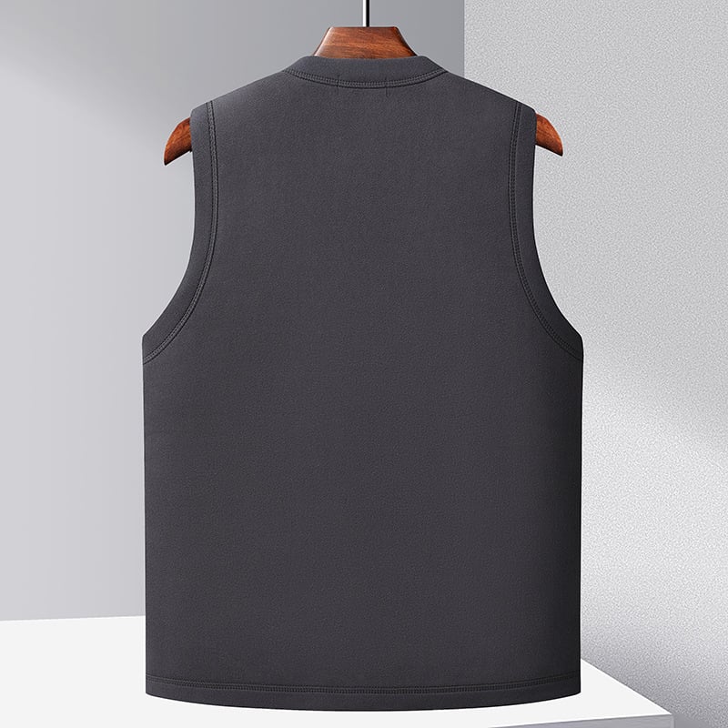 Зимна мъжка жилетка със флисова подплата, ежедневен стил; Материя: полиестер; Подплата: флис; Сезон: зима; За средна възраст; Джобове: странични