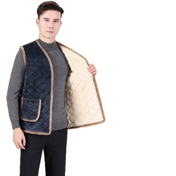 Жилетка с качулка за зимата, удебелена плюшена подплата, основна материя: зайча козина, райета, слим фит