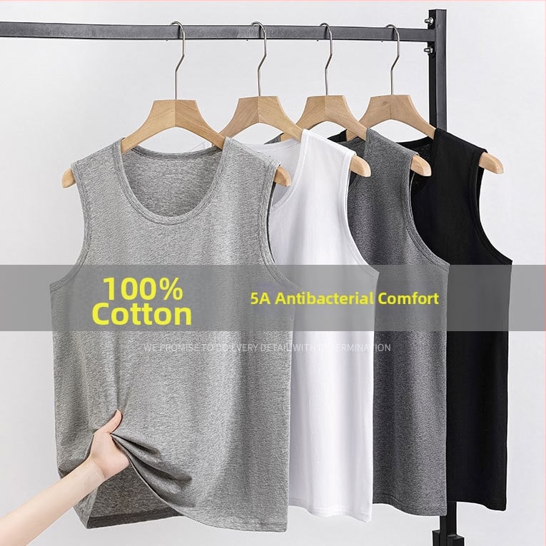 Безръкавна памучна тениска със свободна кройка, 100% памук, за възрастни мъже, лято