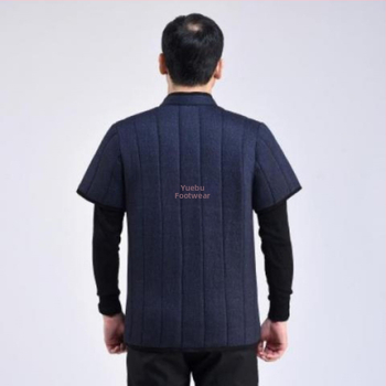 Памучна мъжка жилетка с качулка, тясна кройка, стояща яка, двойно закопчаване, външен плат corduroy и подплата от лен