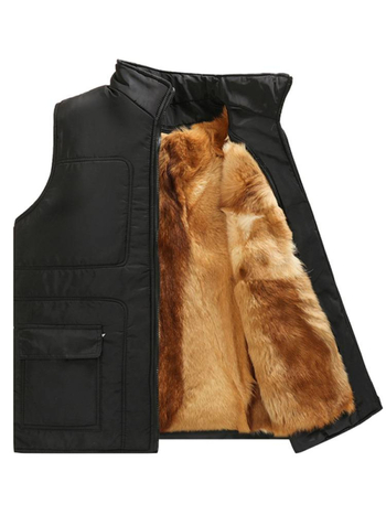 Мъжка памучна жилетка с качулка за зимата, удеблена за топлина