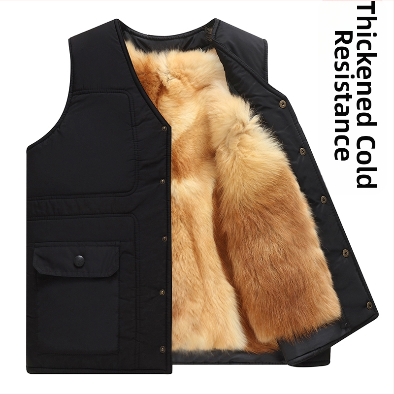 Мъжка памучна жилетка с качулка за зимата, удеблена за топлина