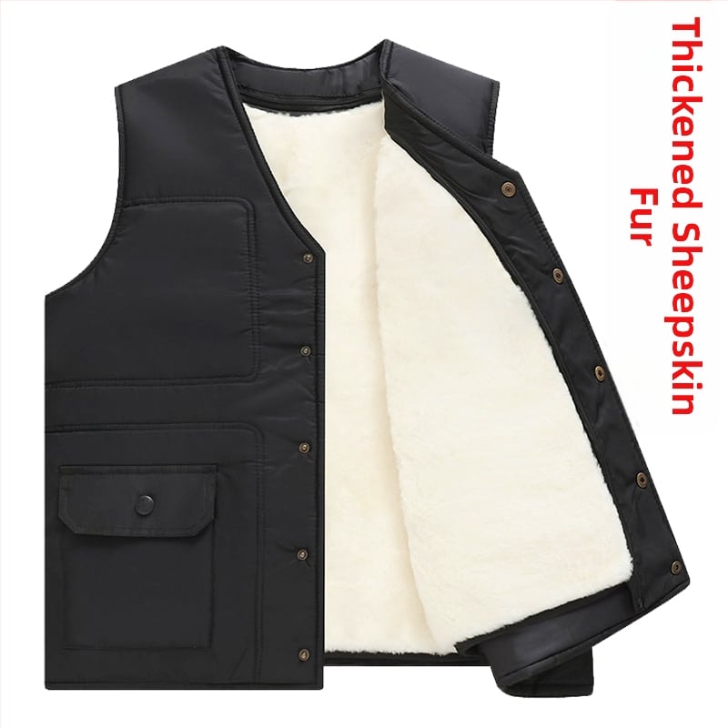 Мъжка памучна жилетка с качулка за зимата, удеблена за топлина