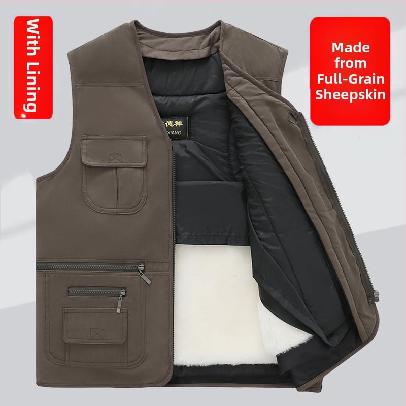 Мъжка памучна жилетка с качулка за зимата, удеблена за топлина