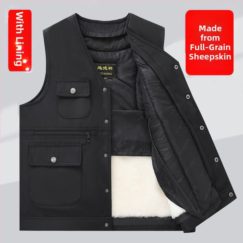 Мъжка памучна жилетка с качулка за зимата, удеблена за топлина