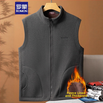 Мъжка жилетка с качулка, стояща яка и цип, свободен силует, зимен сезон