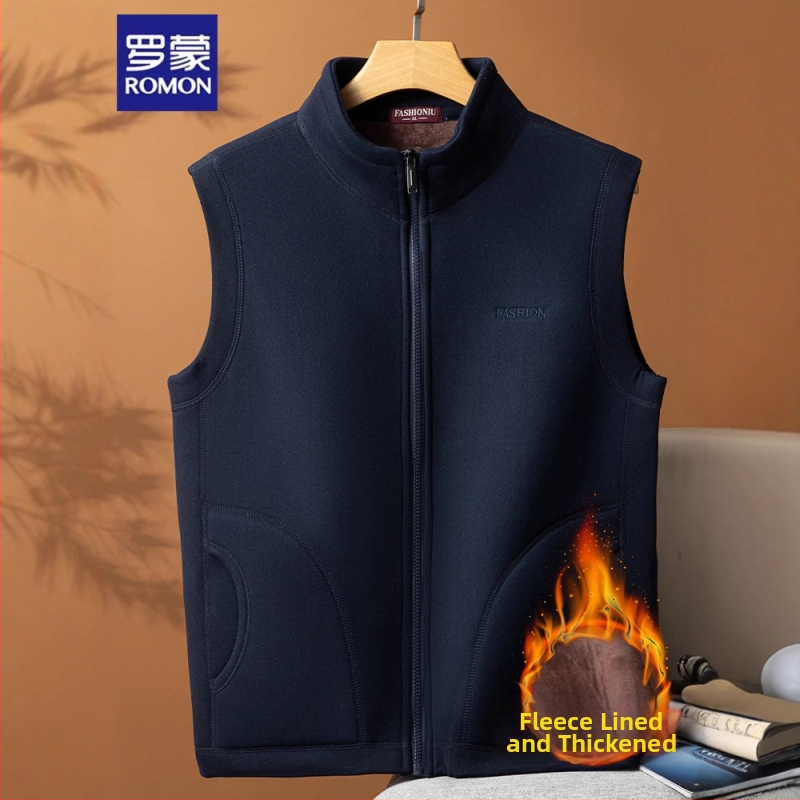 Мъжка жилетка с качулка, стояща яка и цип, свободен силует, зимен сезон