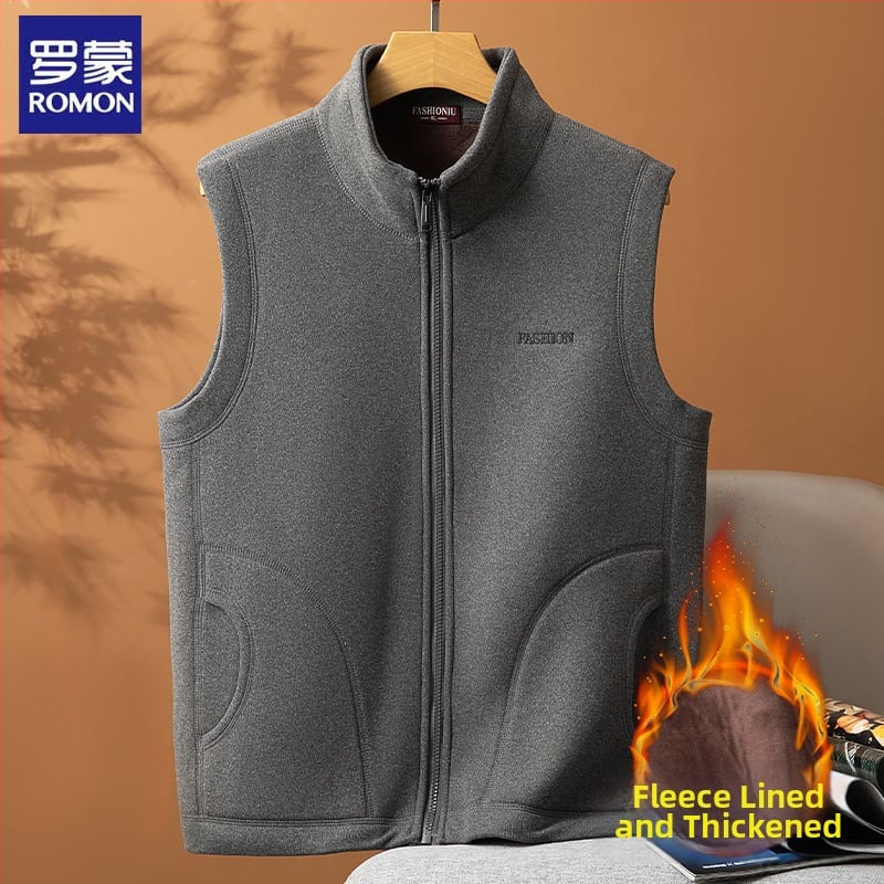 Мъжка жилетка с качулка, стояща яка и цип, свободен силует, зимен сезон