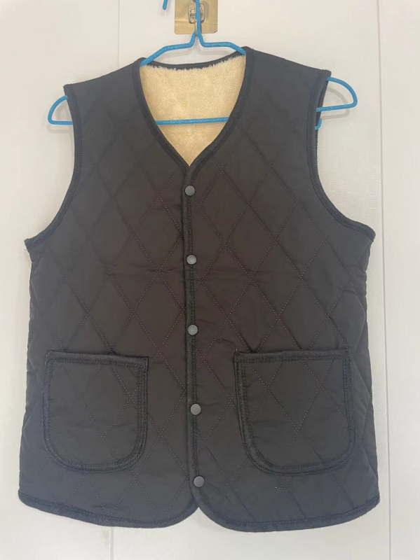 Muški flis vest s toplinskom, topao, plus veličina, kratki kroj, patch džepovi, rombo uzorak