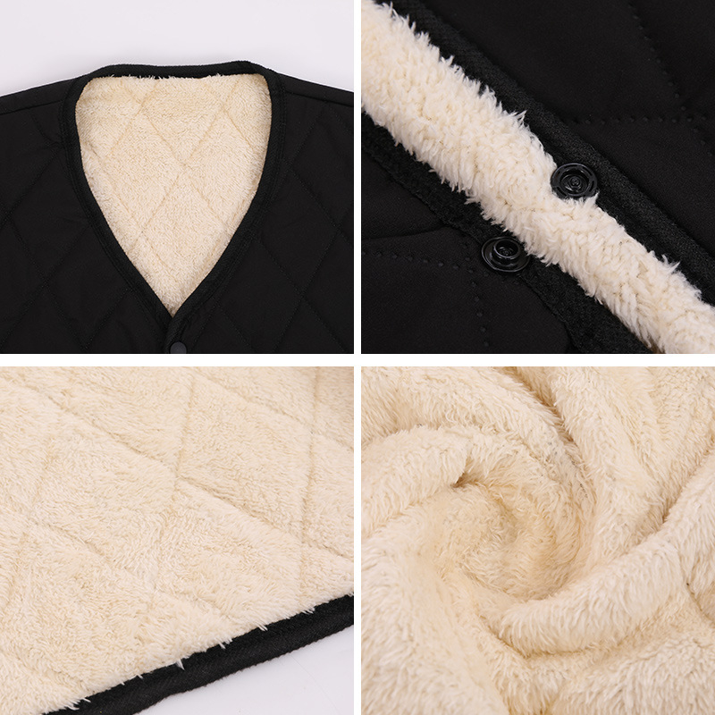Muški flis vest s toplinskom, topao, plus veličina, kratki kroj, patch džepovi, rombo uzorak