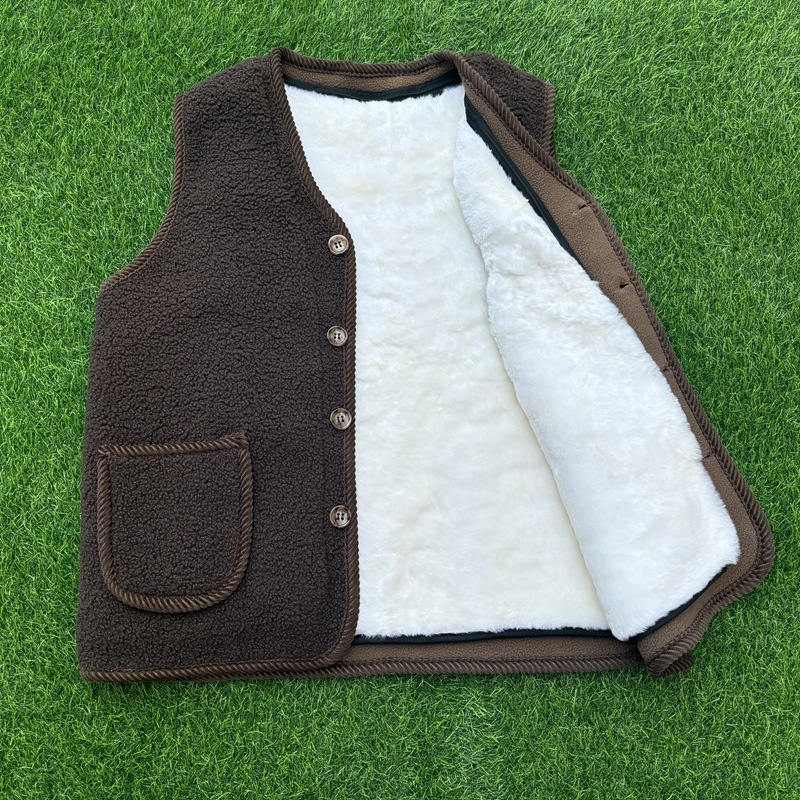 Vestă cardigan pentru femei – blană de oaie reală, guler în V, 95%+ conținut material principal